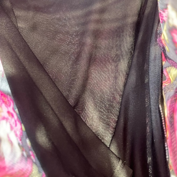 NWT Nine West Womens Print Pink Black Colorful Lined Sheer Blouse Turtleneck Sm - Picture 6 of 12